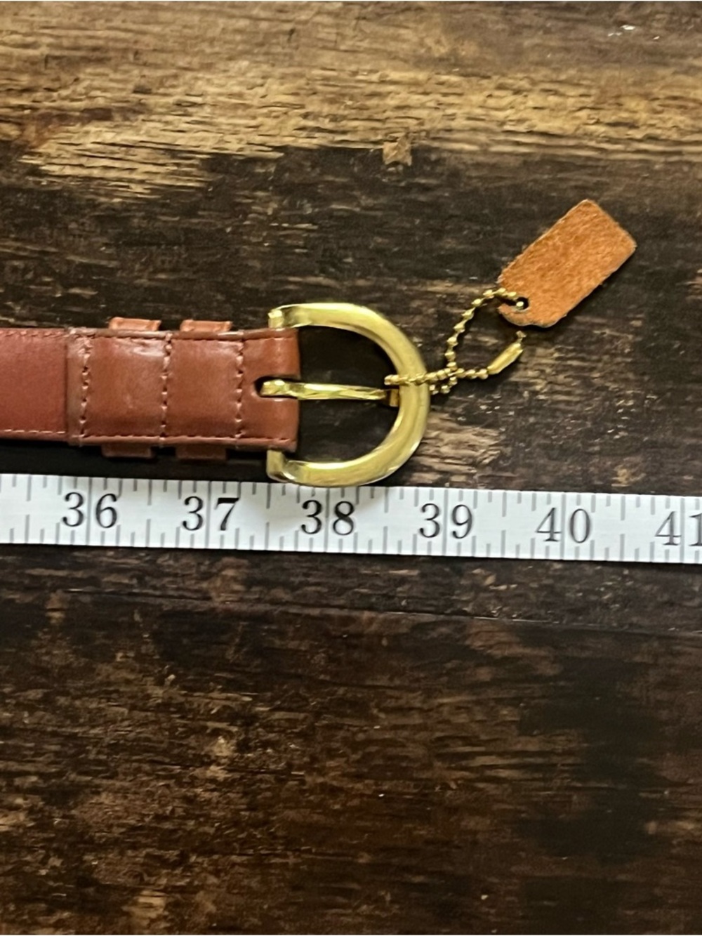 Coach Brown Leather Belt with Brass Hardware - Picture 8 of 8